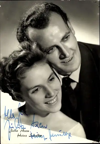 Ak Sängerin Julia Axen und Sänger Heinz Schultze, Portrait, Autogramm