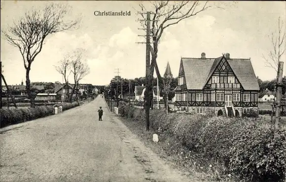 Ak Christiansfeld Kolding Dänemark, Teilansicht, Straßenpartie