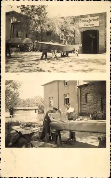 Foto Ak Bootsunterkunft und Quartier, Bootsbauer