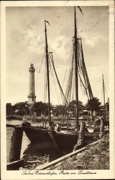 Ak Chorzelin Osternothafen Świnoujście Swinemünde Pommern, Partie am Leuchtturm