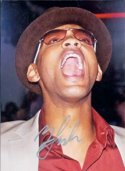 Foto Schauspieler Will Smith, Portrait, Brille, Hut, Autogramm