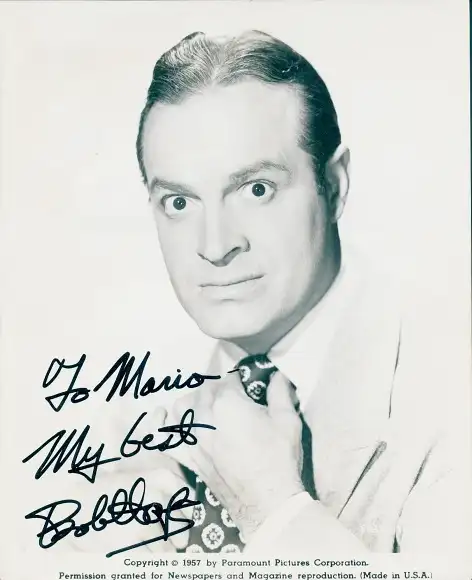 Foto Schauspieler Bob Hope, Portrait, Autogramm