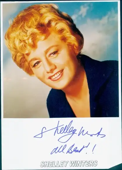 Foto Schauspielerin Shelley Winters, Portrait, Autogramm