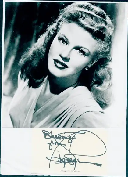 Foto Schauspielerin Ginger Rogers, Portrait, Autogramm