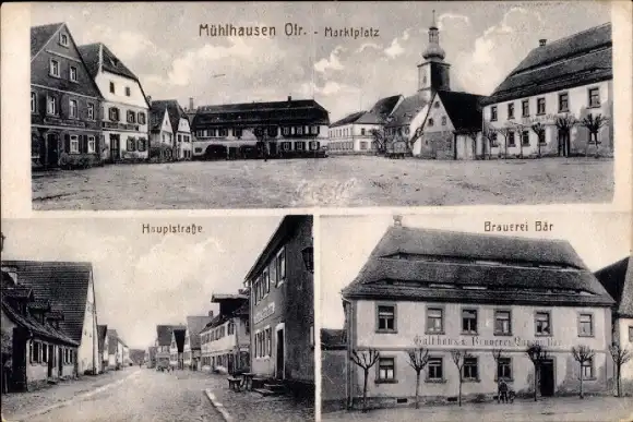 Ak Mühlhausen in Mittelfranken, Brauerei Bär, Marktplatz, Hauptstraße