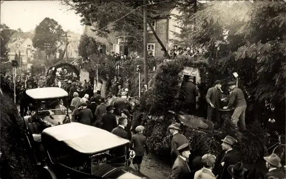 Foto Ak Halberg Brebach Fechingen Saarbrücken, Landwirtschaftliches Fest 1927, Festumzug