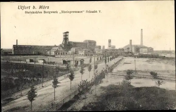 Ak Utfort Rheinkamp Moers am Niederrhein, Steinkohlen Bergwerk Rheinpreußen Schacht V