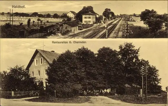 Ak Maxhütte Haidhof in der Oberpfalz, Bahnhof, Gleisseite, Restauration