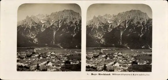 Stereo Foto Bayrisches Hochland, Mittenwald gegen Karwendelspitze