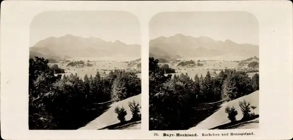 Stereo Foto Kochel am See in Oberbayern, Herzogstand, Kochelsee, Bayrisches Hochland