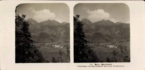 Stereo Foto Bayrischzell im Mangfallgebirge Oberbayern, Panorama, Wendelstein, Bayrisches Hochland