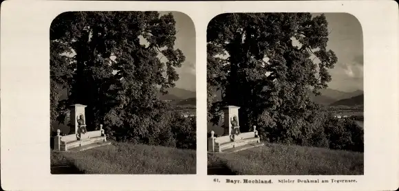 Stereo Foto Tegernsee in Oberbayern, Stieler Denkmal, Bayrisches Hochland