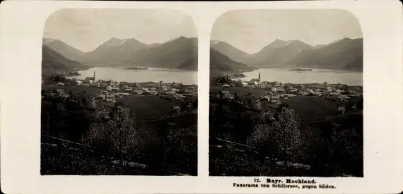 Stereo Foto Bayrisches Hochland, Schliersee im Kreis Miesbach Oberbayern, Panorama