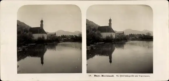 Stereo Foto St. Quirin Gmund am Tegernsee Oberbayern, Kapelle, Bayrisches Hochland