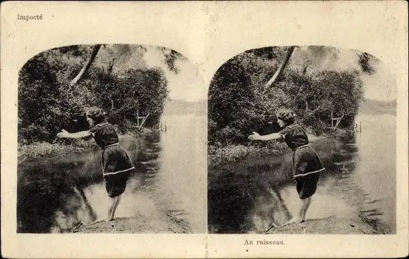 Stereo Ak Frau im Badeanzug vor dem Sprung ins Wasser