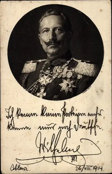 Ak Kaiser Wilhelm II., Ich kenne keine Parteien mehr, Zitat 1914