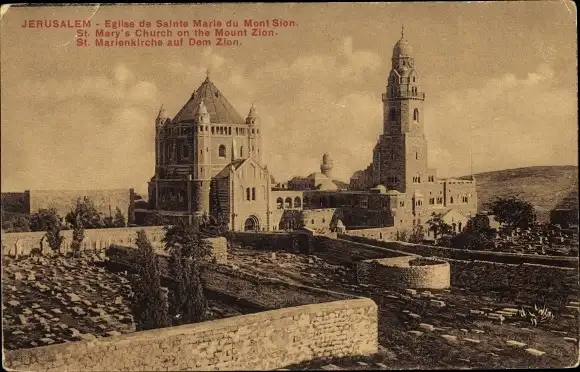 Ak Jerusalem Israel, St. Marienkirche auf dem Zion