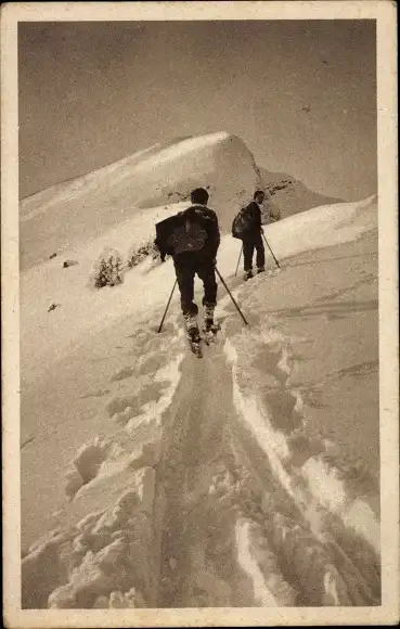 Ak Winter Allgäu, Anstieg zum Fellhorngipfel