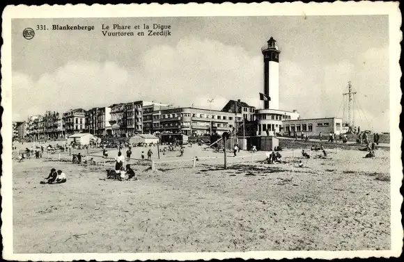 Ak Blankenberghe Blankenberge Westflandern, Leuchtturm, Zeedijk