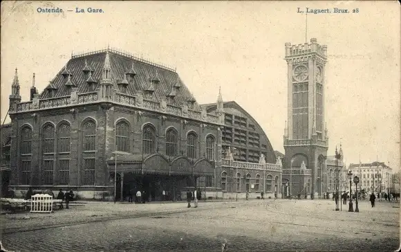 Ak Ostende Ostende Westflandern, Bahnhof