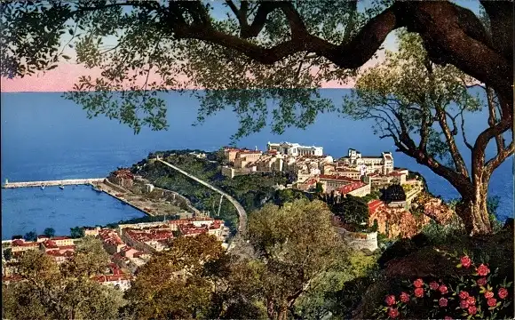 Ak Monaco, Le Rocher, Blick auf die Küstenpartie