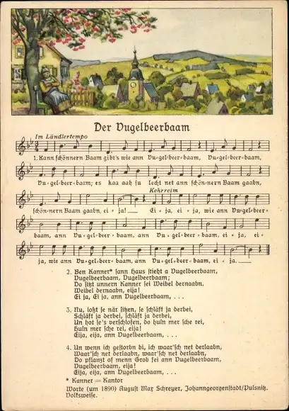 Lied Ak Vogel, Wilhelm, Der Vugelbeerbaam, Kann schönnern Baam gibt's, Landschaftsidylle