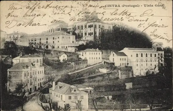 Ak Cintra Portugal, Gesamtansicht, Wohnhäuser, Hügel