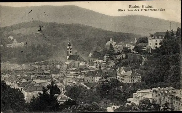 Ak Baden Baden am Schwarzwald, Blick von der Friedrichshöhe