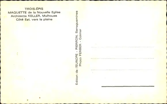 Ak Trois Épis Drei Ähren Elsass Haut Rhin, Maquette de la Nouvelle Eglise, Cote Est, vers la plaine