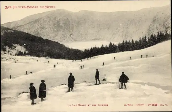Ak Lac Blanc Orbey Urbeis Elsass Haut Rhin, Skieurs