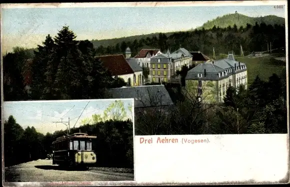 Ak Trois Épis Drei Ähren Elsass Haut Rhin, Häuser, Straßenbahn