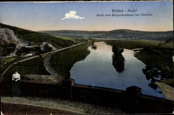 Ak Witten an der Ruhr, Blick vom Bergerdenkmal ins Ruhrtal