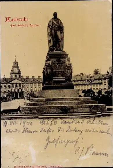 Ak Karlsruhe in Baden, Carl Friedrich Denkmal