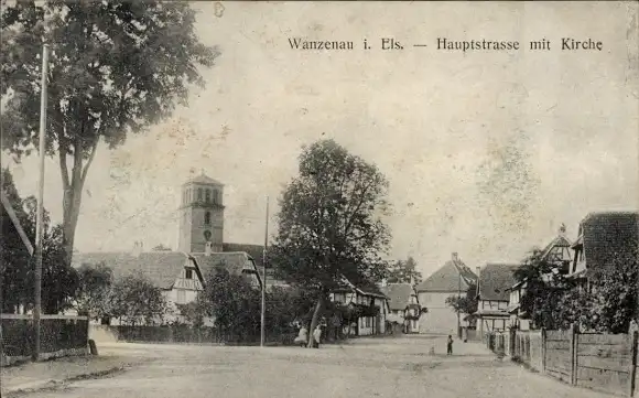 Ak La Wantzenau Wanzenau Elsass Bas Rhin, Hauptstraße, Kirche