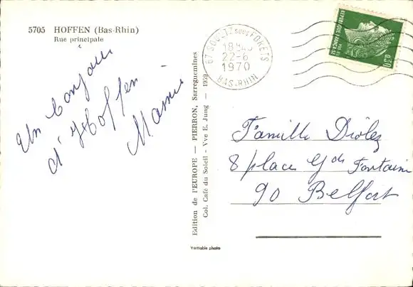 Ak Hoffen Hofen Elsass Bas Rhin, Rue principale