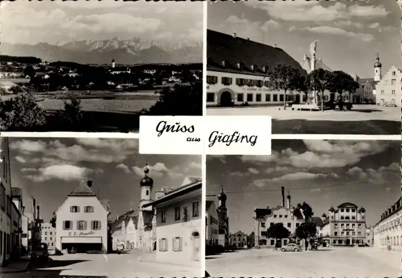 Ak Grafing bei München Oberbayern, Panorama, Kirche