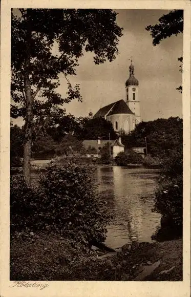 Ak Bad Kötzting im Bayerischen Wald, Kirche, Teich