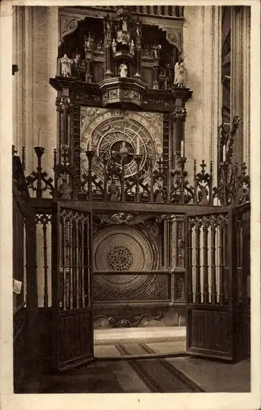 Ak Hansestadt Lübeck, Marienkirche, Astronomische Uhr
