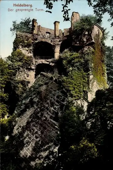 Ak Heidelberg am Neckar, gesprengter Turm