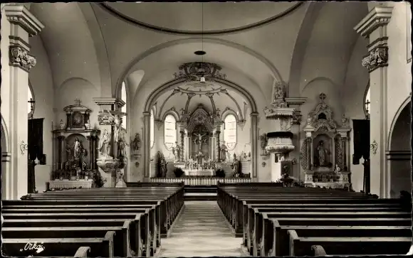 Ak Bayerisch Eisenstein im Bayrischen Wald Niederbayern, Kirche, Inneres, Altar
