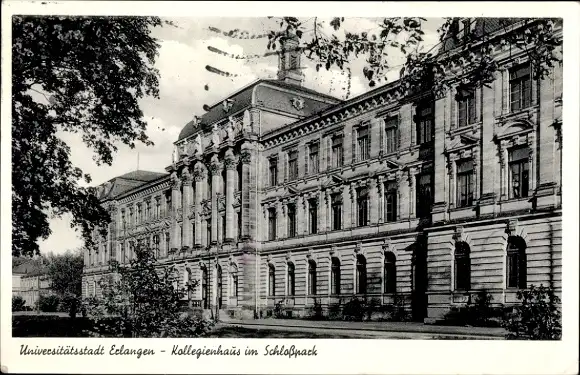 Ak Erlangen in Mittelfranken Bayern, Kollegienhaus, Schlosspark