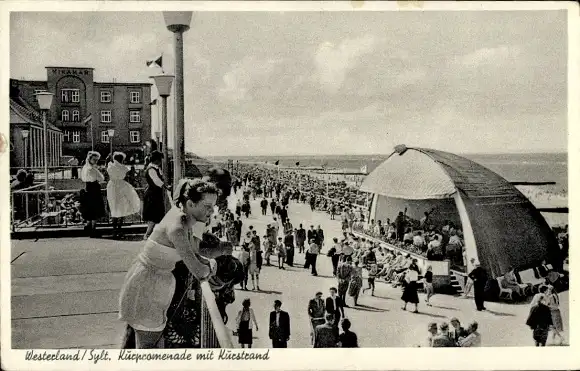 Ak Westerland auf Sylt, Kurpromenade, Kurstrand