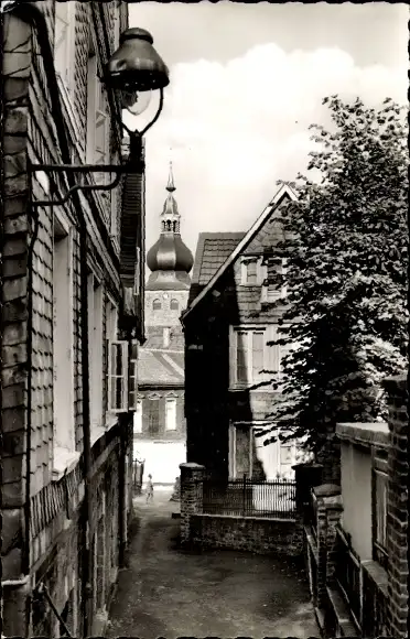 Ak Lennep Remscheid im Bergischen Land, Kirche, Greuelgasse