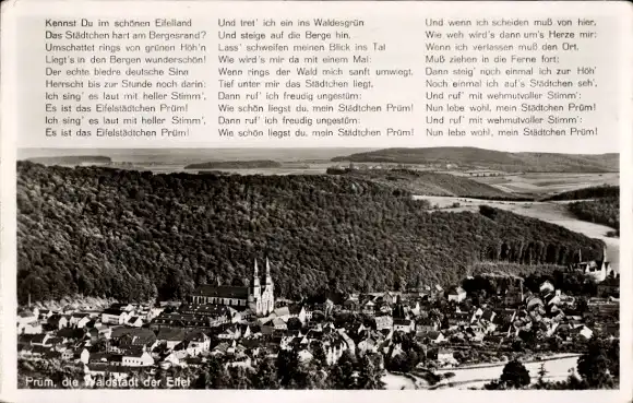 Ak Prüm in der Eifel, Panorama, Gedicht