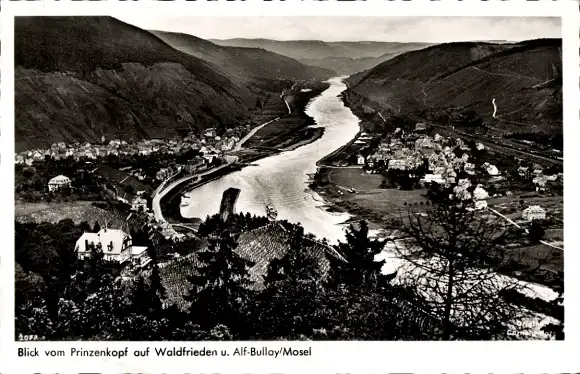 Ak Alf an der Mosel, Blick vom Prinzenkopf auf Waldfrieden, Bullay