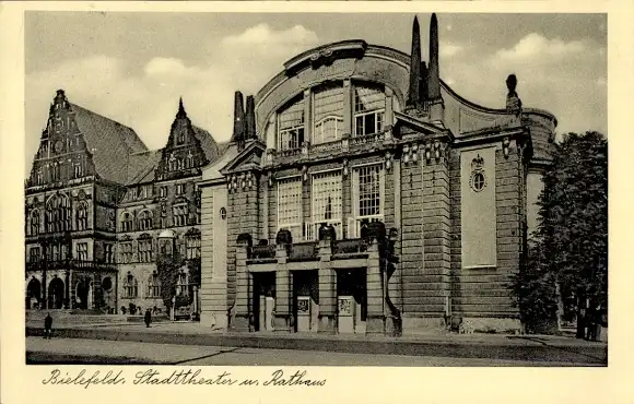 Ak Bielefeld in Nordrhein Westfalen, Stadttheater und Rathaus
