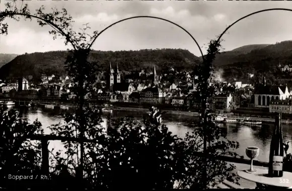 Ak Boppard am Rhein, Teilansicht, Wein