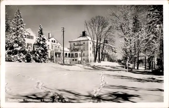 Ak Ebenhausen im Isartal Schäftlarn in Oberbayern, Sanatorium, Schnee