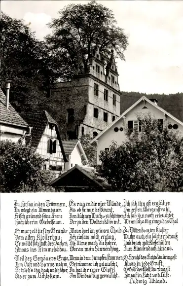 Ak Hirsau Calw im Schwarzwald, Schloss, Gedicht Ludwig Uhland