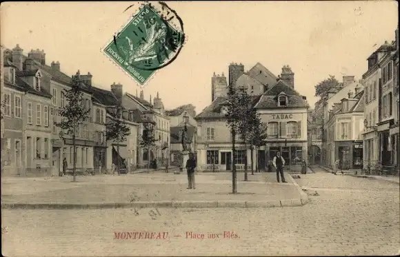 Ak Montereau Seine-et-Marne, Place aux Bles